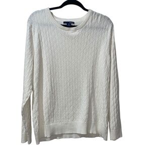 NWOT Women's Basic Editions White Cable Knit Long Sleeve Sweater Sz XXL